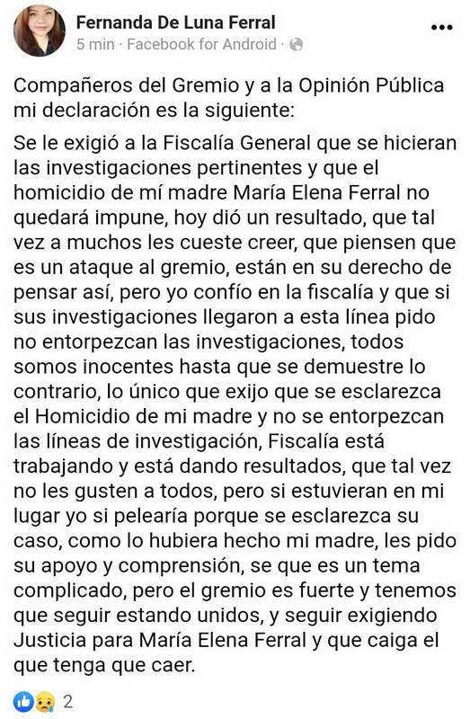 Comunicadores condenan detención de reportero; hija de víctima les exige no entorpecer investigación