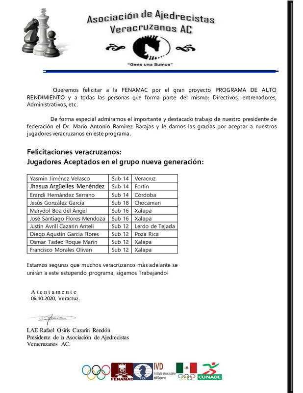 Ajedrecista de Fortín, incluido en programa de alto rendimiento de Fenamac