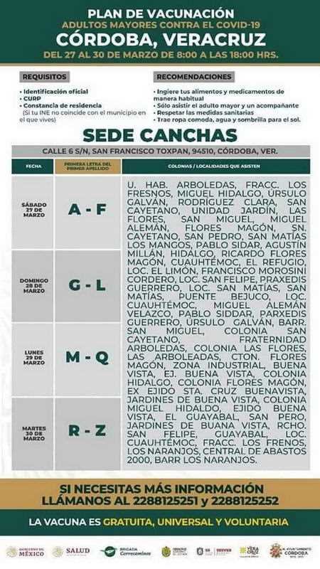 Lista de módulos de vacunación COVID-19 en Córdoba
