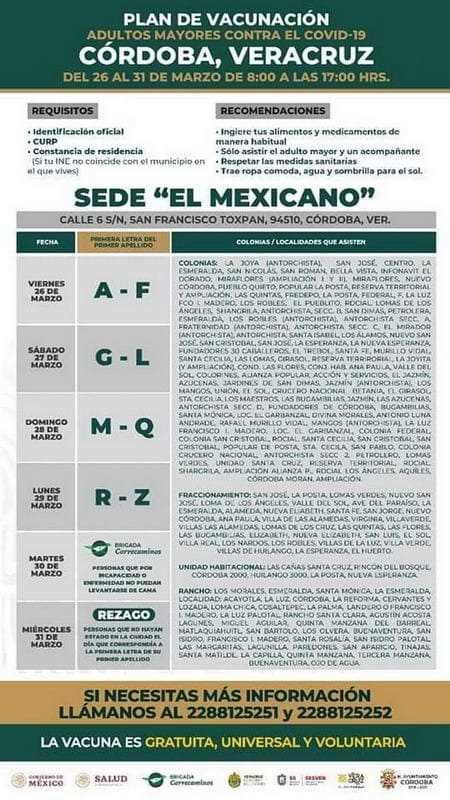 Lista de módulos de vacunación COVID-19 en Córdoba