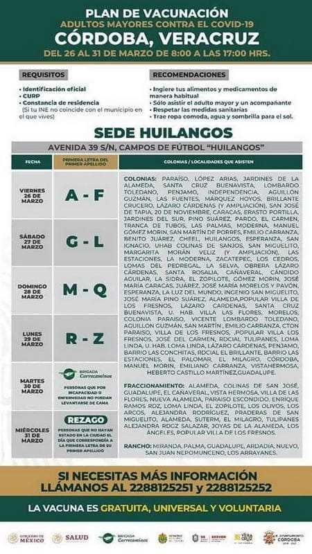 Lista de módulos de vacunación COVID-19 en Córdoba
