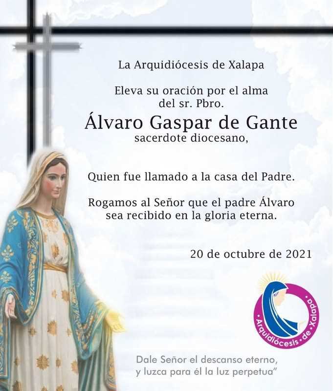 Fallece el padre orizabeño Álvaro Gaspar de Gante informa Arquidiócesis de Xalapa