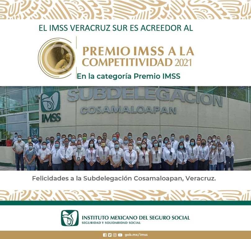 Obtiene Unidad de Medicina Familiar No. 69 de Coatzacoalcos el Premio IMSS  a la Competitividad 2021