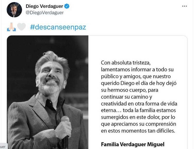 Muere el cantante y compositor argentino Diego Verdaguer víctima de Covid 19