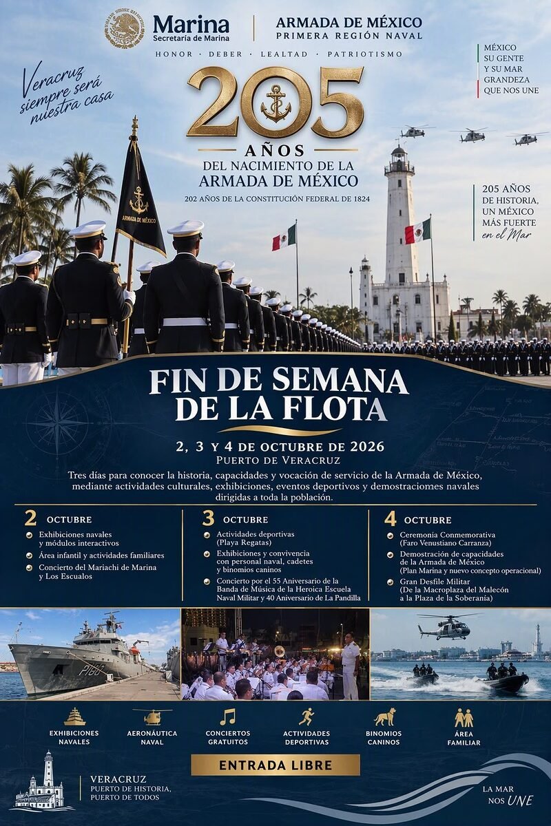 Marina conmemora 205 años del nacimiento de la Armada de México