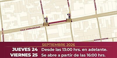 Cierre vial por mantenimiento a rejillas de la calzada Simón Bolívar