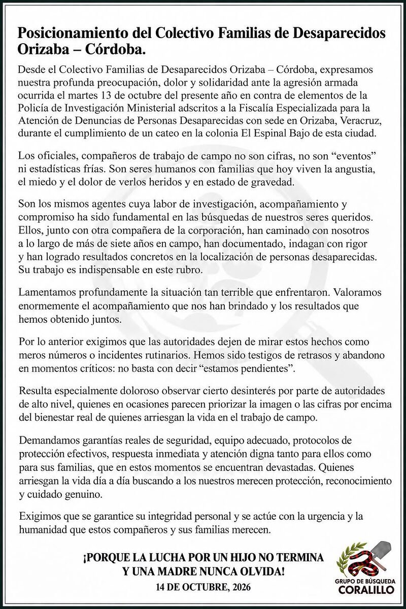 Hospitalizados dos agentes heridos durante operativo en Orizaba