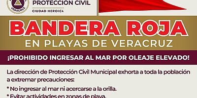 Bandera roja en playas de Veracruz por oleaje elevado